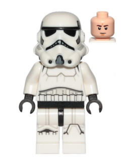 LEGO Star Wars - Imperial Stormtrooper (Male, Dual Molded Helmet with Light Bluish Gray Panels on Back, Light Nougat Head, Frown) - sw1137